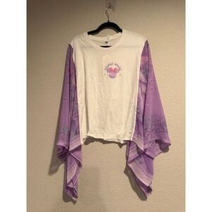 Disney Bride Era Graphic upcycled Purple Kimono Sleeve White Top Women's O/S